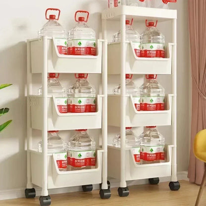 Household trolley bookshelf Kitchen storage shelf Kitchen corner slit cabinet Bathroom living room toy storage shelf