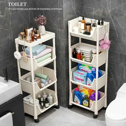 Household trolley bookshelf Kitchen storage shelf Kitchen corner slit cabinet Bathroom living room toy storage shelf