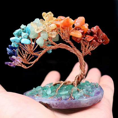 FYJS Unique Copper Wire Wrap Tree of Life Irregular Shape Many Colors Quartz Stone Pendant Healing Chakra Jewelry