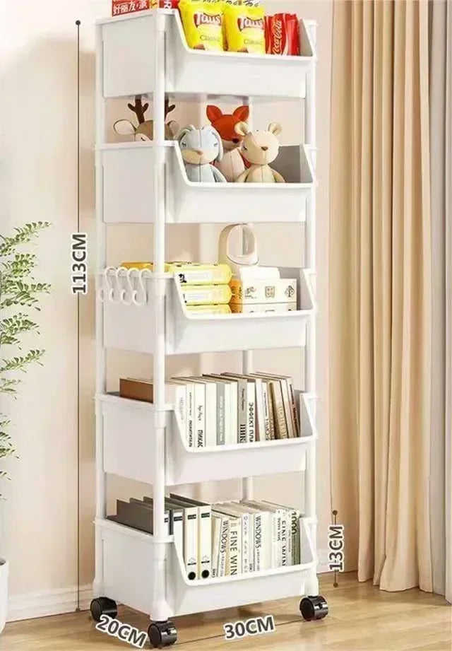 Household trolley bookshelf Kitchen storage shelf Kitchen corner slit cabinet Bathroom living room toy storage shelf