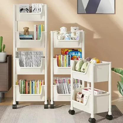 Household trolley bookshelf Kitchen storage shelf Kitchen corner slit cabinet Bathroom living room toy storage shelf