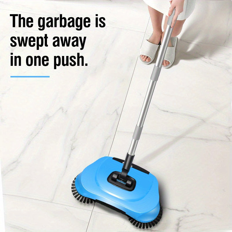 Manual Broom Pusher，Multifunctional Cleaning Tool with Sweeping and Mopping Functions，Long Handle Push Broom with Automatic Spiral Deep Cleaning System，Easy to clean, fits the floor，Suitable for Hardwood Floors、Tile、Kitchen、Home、Office，Cleaning Supplies，C