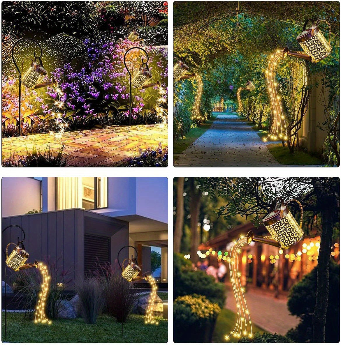 A Solar Energy LED Garden Art Watering Can Lamp - 1个，Decorative XINGX Shower Ground Plugged Light，Suitable for Trail、Lawn、Courtyard and Yard - Hanging Lighting Decoration，Metal Structure，Suitable for Party Atmosphere，14over Age