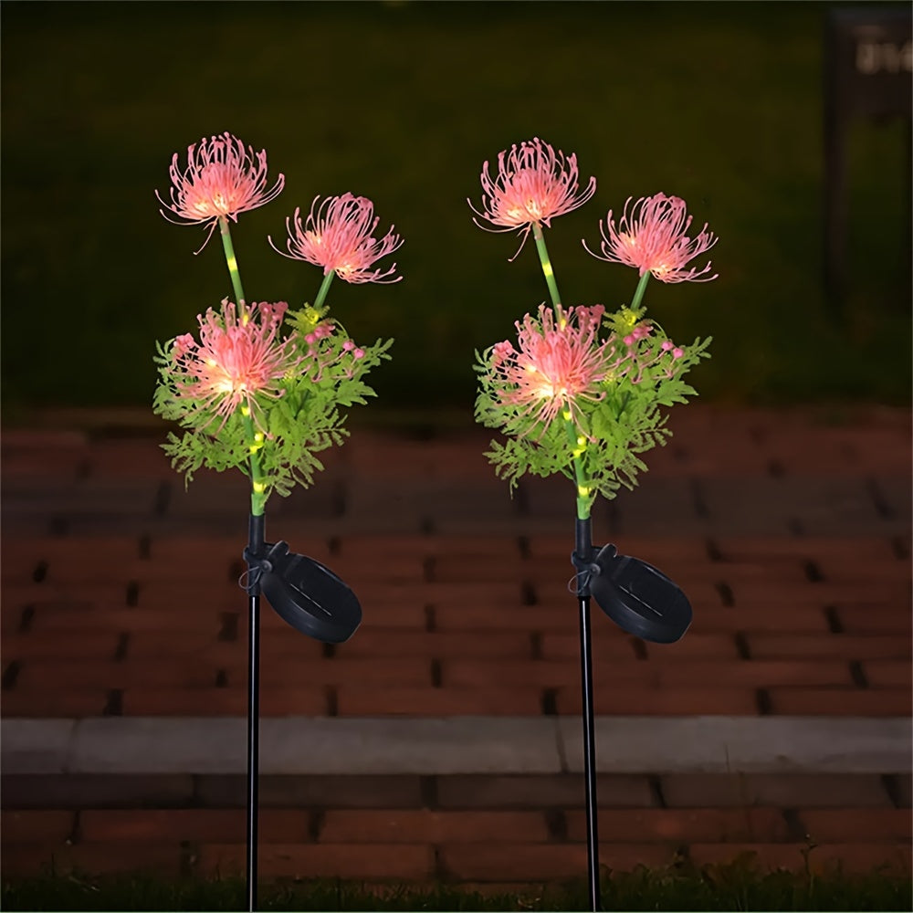 Outdoor Solar Flower Light，Waterproof，Pink LED Garden pile，Decorative Solar Path Light，IP65Waterproof，ABS Material，With Electronic Components，Suitable for Terrace and Garden Decoration