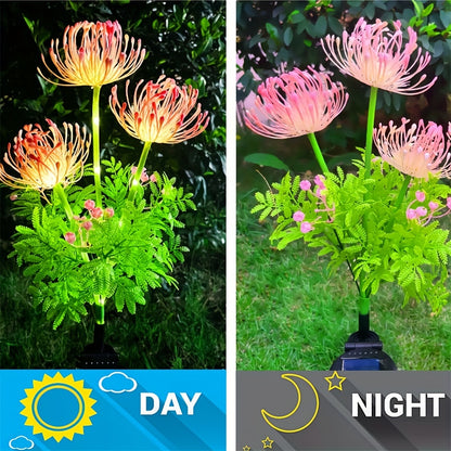 Outdoor Solar Flower Light，Waterproof，Pink LED Garden pile，Decorative Solar Path Light，IP65Waterproof，ABS Material，With Electronic Components，Suitable for Terrace and Garden Decoration