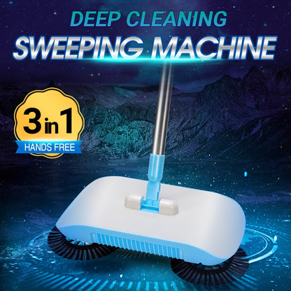 Manual Broom Pusher，Multifunctional Cleaning Tool with Sweeping and Mopping Functions，Long Handle Push Broom with Automatic Spiral Deep Cleaning System，Easy to clean, fits the floor，Suitable for Hardwood Floors、Tile、Kitchen、Home、Office，Cleaning Supplies，C