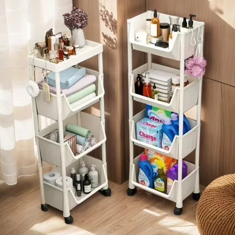 Household trolley bookshelf Kitchen storage shelf Kitchen corner slit cabinet Bathroom living room toy storage shelf