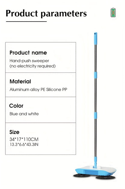 Kézi seprűtoló, többfunkciós tisztítóeszköz seprő és felmosó funkciókkal, hosszú nyelű tolóseprű automatikus spirális mélytisztító rendszerrel, könnyen tisztítható, a padlóhoz illeszkedik, alkalmas keményfa padlóra, csempe, konyha, iroda, iroda 