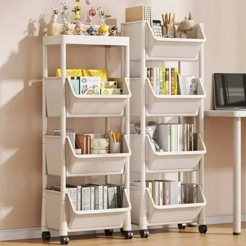 Household trolley bookshelf Kitchen storage shelf Kitchen corner slit cabinet Bathroom living room toy storage shelf