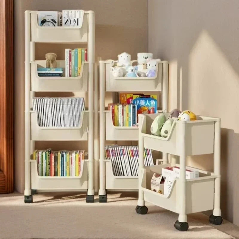 Household trolley bookshelf Kitchen storage shelf Kitchen corner slit cabinet Bathroom living room toy storage shelf