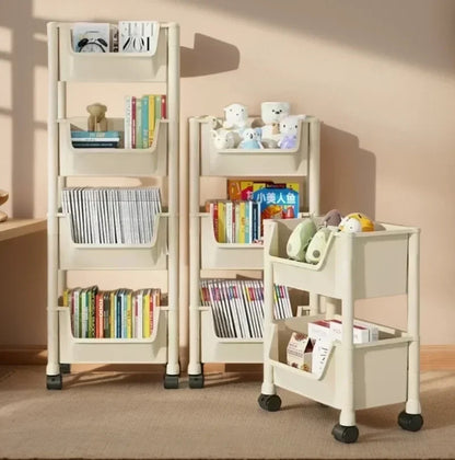 Household trolley bookshelf Kitchen storage shelf Kitchen corner slit cabinet Bathroom living room toy storage shelf