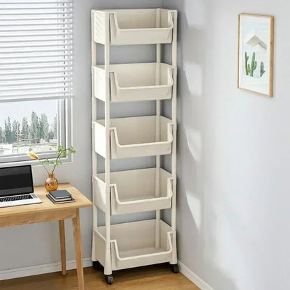 Household trolley bookshelf Kitchen storage shelf Kitchen corner slit cabinet Bathroom living room toy storage shelf