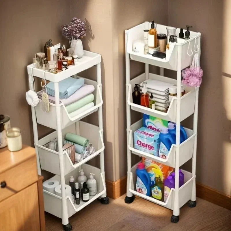 Household trolley bookshelf Kitchen storage shelf Kitchen corner slit cabinet Bathroom living room toy storage shelf