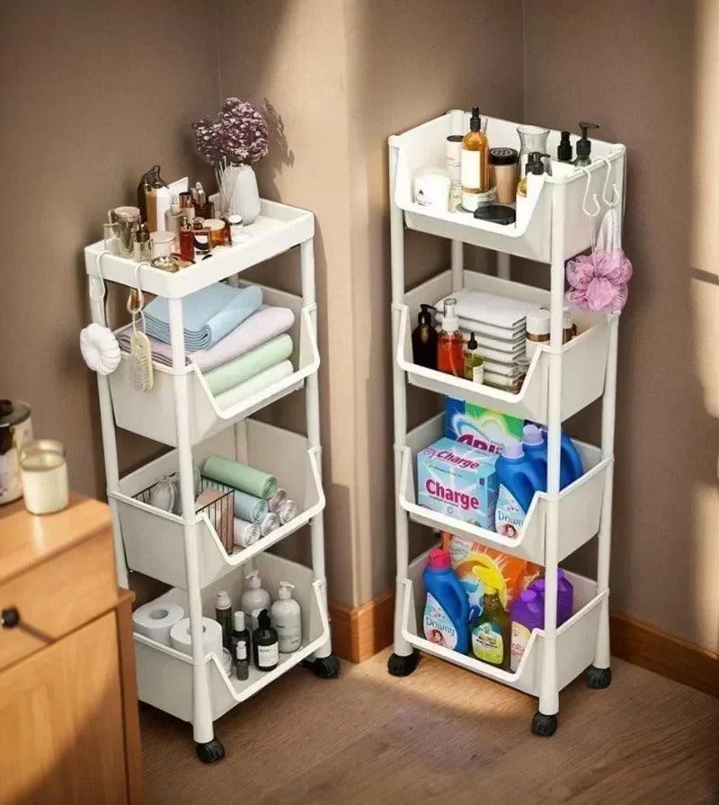 Household trolley bookshelf Kitchen storage shelf Kitchen corner slit cabinet Bathroom living room toy storage shelf