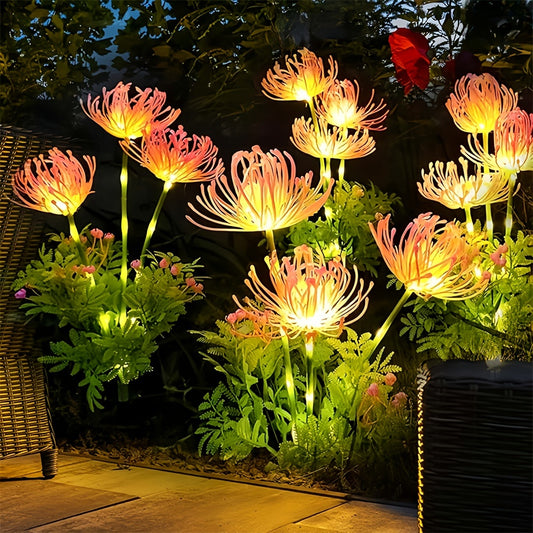 Outdoor Solar Flower Light，Waterproof，Pink LED Garden pile，Decorative Solar Path Light，IP65Waterproof，ABS Material，With Electronic Components，Suitable for Terrace and Garden Decoration