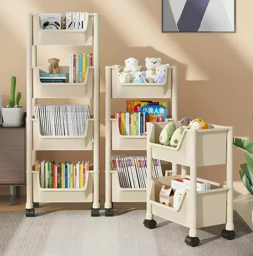 Household trolley bookshelf Kitchen storage shelf Kitchen corner slit cabinet Bathroom living room toy storage shelf