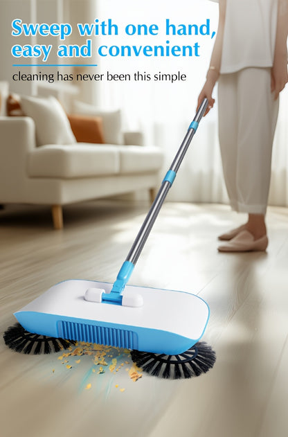 Manual Broom Pusher，Multifunctional Cleaning Tool with Sweeping and Mopping Functions，Long Handle Push Broom with Automatic Spiral Deep Cleaning System，Easy to clean, fits the floor，Suitable for Hardwood Floors、Tile、Kitchen、Home、Office，Cleaning Supplies，C