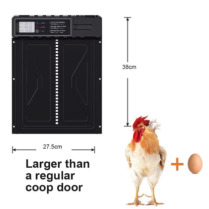 Large size Automatic Chicken Coop Door, New with Timer LCD Screen, 3*AA Battery Powered (Battery not included)