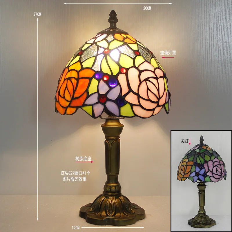 Stained Glass Desk Lamp Luxury Stained Glass Lampshade Tiffany Table Lamp Bedside Lamp Lámpara De Escritorio