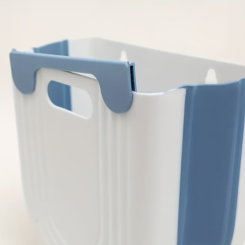 1 Large Foldable Kitchen Trash Can - Easy to Install on Cabinet，No Bending Design，plus-Sized Size，White with Blue/Purple Embellishment Or Fashion White - Durable Plastic，Perfect for Family Convenience，Convenient Garbage Container|Fashion dust bin|Neat App