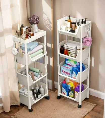 Household trolley bookshelf Kitchen storage shelf Kitchen corner slit cabinet Bathroom living room toy storage shelf