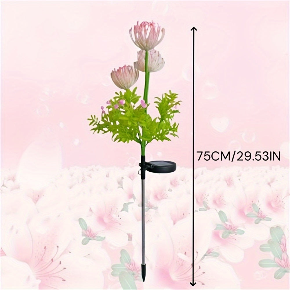 Outdoor Solar Flower Light，Waterproof，Pink LED Garden pile，Decorative Solar Path Light，IP65Waterproof，ABS Material，With Electronic Components，Suitable for Terrace and Garden Decoration