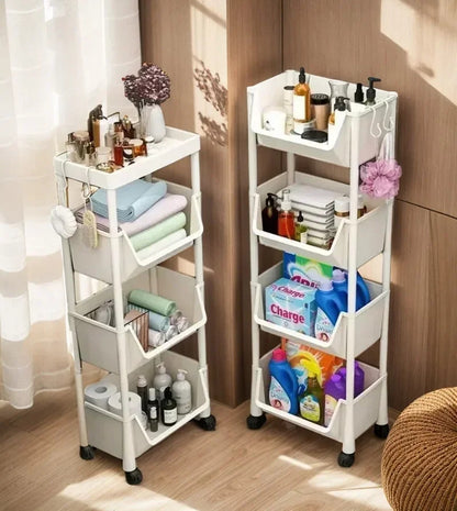 Household trolley bookshelf Kitchen storage shelf Kitchen corner slit cabinet Bathroom living room toy storage shelf