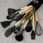 12Set，Silicone kitchenware set，Kitchenware set，Security Cooking Utensils Suit，Non-Stick Pan with Wooden Handle Cooking Utensils Suit，Washable Modern Cookware，Kitchen Supplies，Kitchen Gadgets，Kitchen Essential Kitchen Accessories