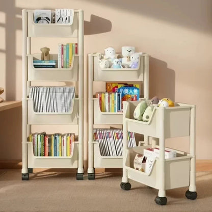 Household trolley bookshelf Kitchen storage shelf Kitchen corner slit cabinet Bathroom living room toy storage shelf