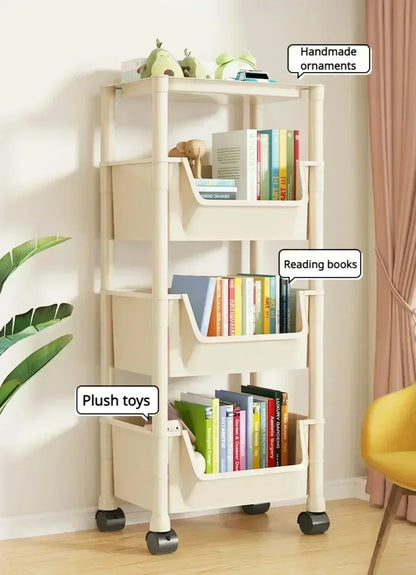 Household trolley bookshelf Kitchen storage shelf Kitchen corner slit cabinet Bathroom living room toy storage shelf