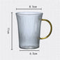 Classical Vertical Stripes Glass Coffee Mug With Golden Handle Milk Tea Cup Water Juice Beer Whiskey Cocktails Drinkware