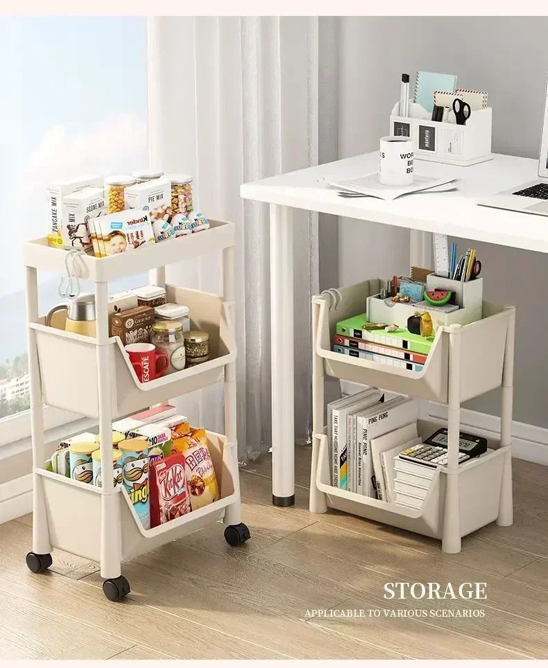 Household trolley bookshelf Kitchen storage shelf Kitchen corner slit cabinet Bathroom living room toy storage shelf